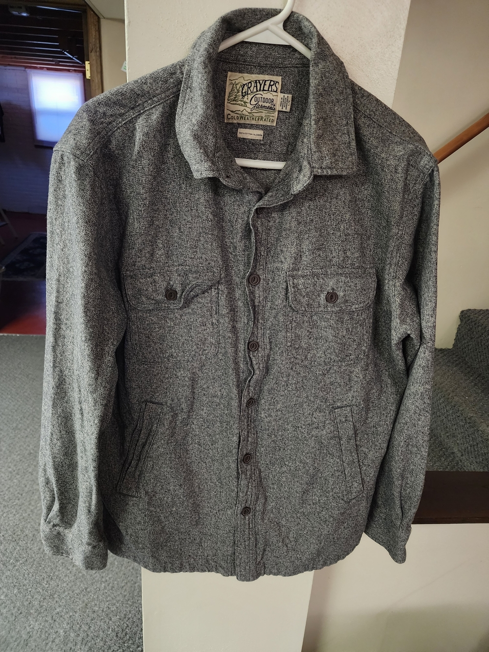 Grayers Gray Button-Front Shirt Jacket Sz L Cotton